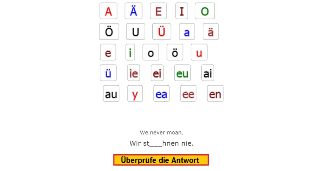 Deutsch Übungen, German exercises Reading Vowels<br>O, Ö, U, Ü