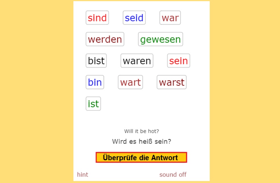 Deutsch Übungen, German exercises Verb SEIN - the weather<br>(20 questions)