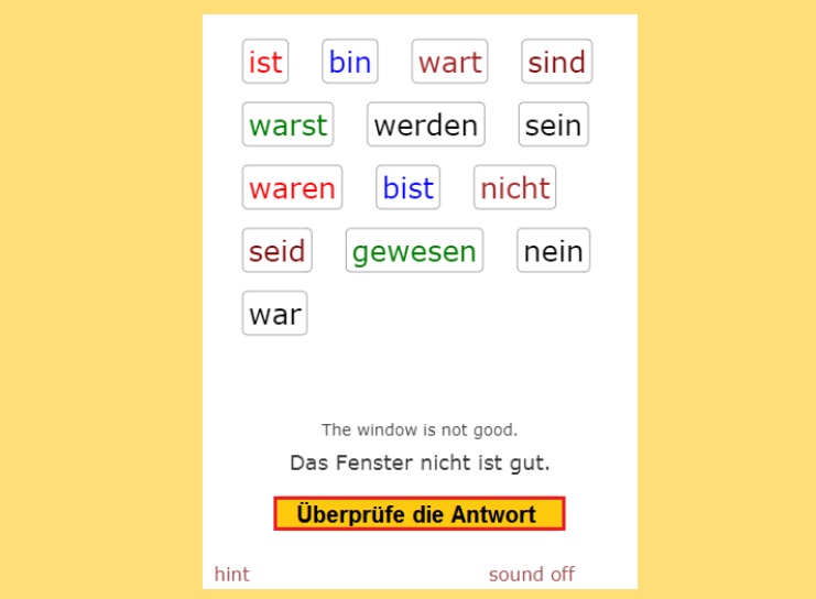 Deutsch Übungen, German exercises Verb SEIN with adjectives<br>(20 questions)