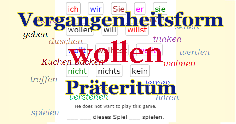 Deutsch Übungen, German exercises Verb WOLLEN Past Tense<br>(20 questions)