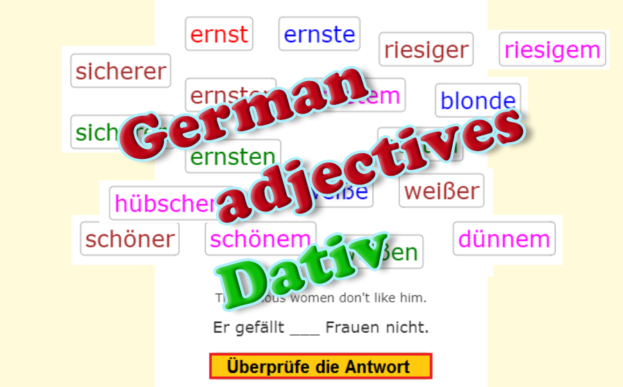 Deutsch Übungen, German exercises Adjective Endings - Dative<br>(20 questions)