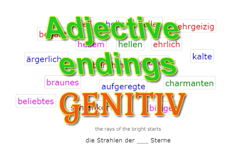 Deutsch Übungen, German exercises Adjective Endings - Genitive<br>(20 questions)