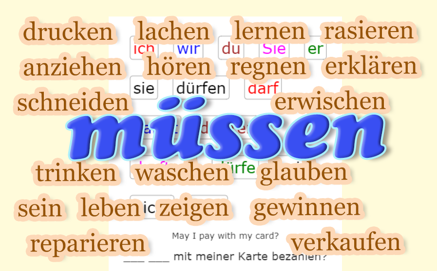 Deutsch Übungen, German exercises Verb MÜSSEN 2 - frequent verbs<br>(20 questions)