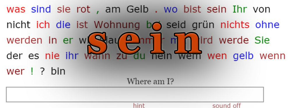 Deutsch Übungen, German exercises Verb SEIN - Present Tense<br>(20 questions)